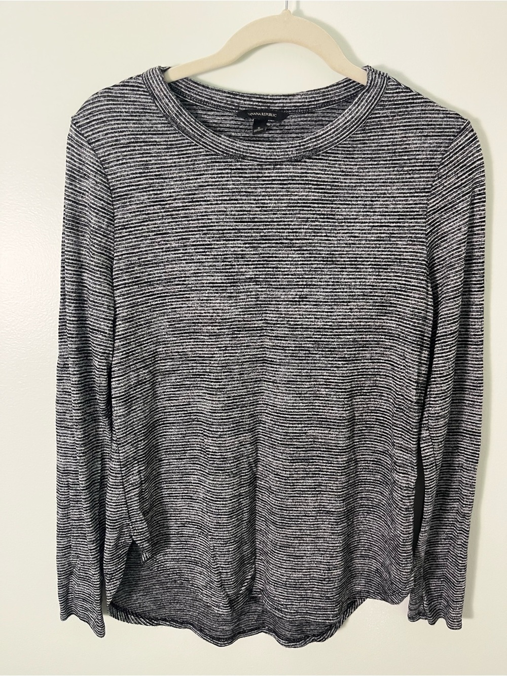 Banana Republic Black & White Striped Crewneck Sweater